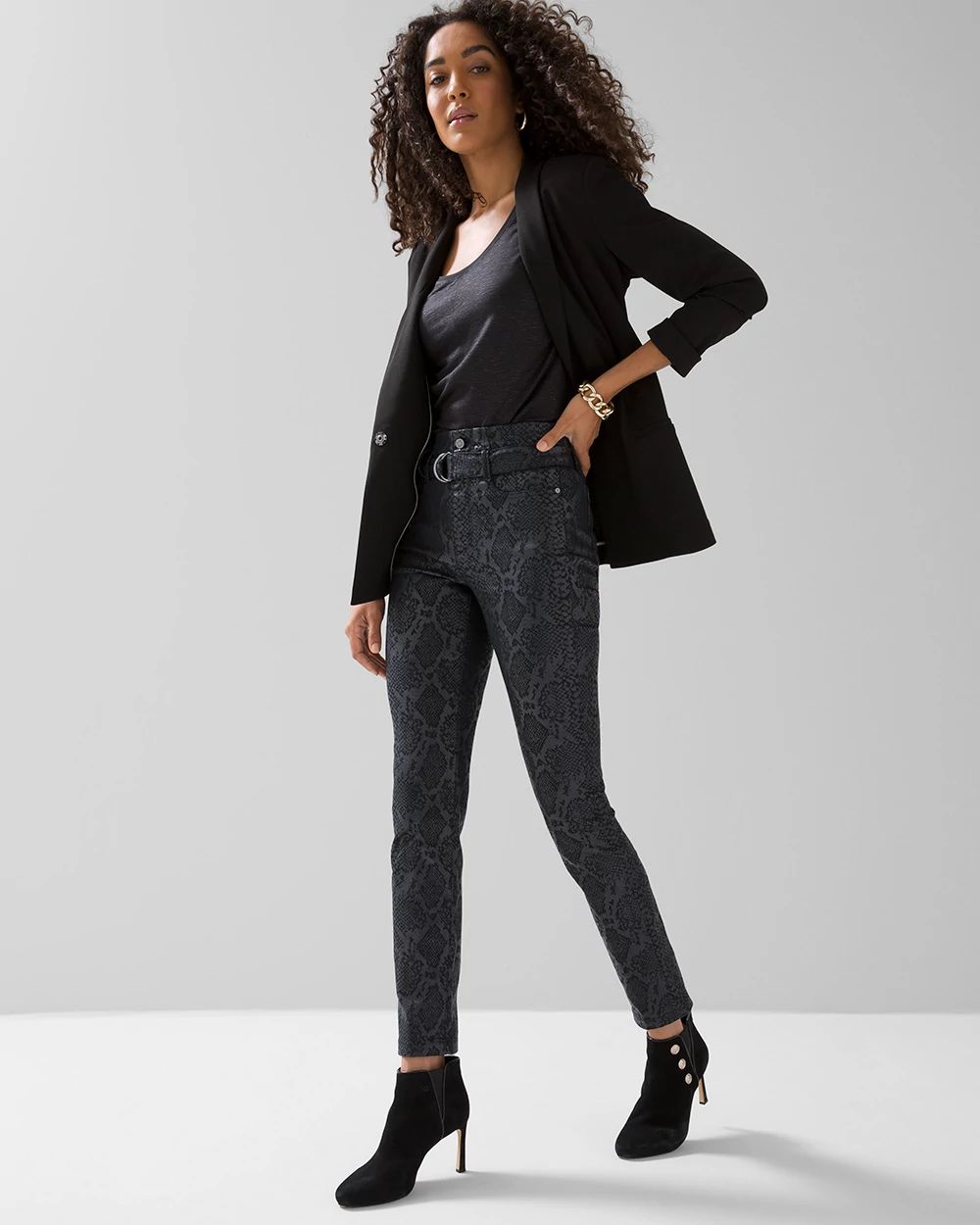 Extra High-Rise Snake Print Coated Slim Ankle Jeans | White House Black ...