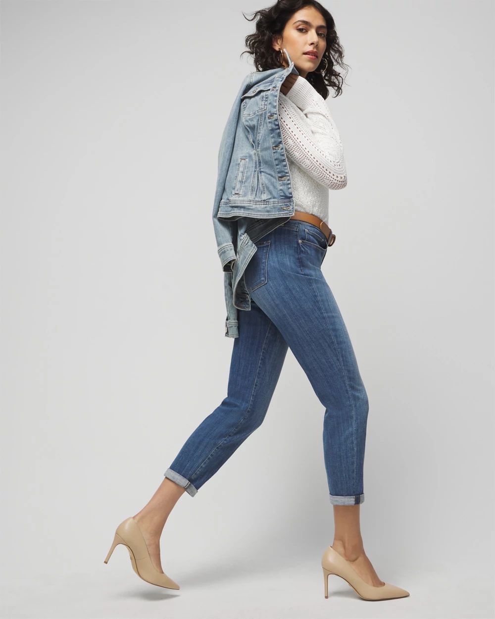 Mid-Rise Everyday Soft Denim  Girlfriend Jeans click to view larger image.