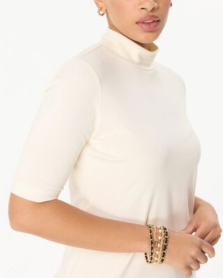 Mock Neck Elbow Sleeve Top click to view larger image.