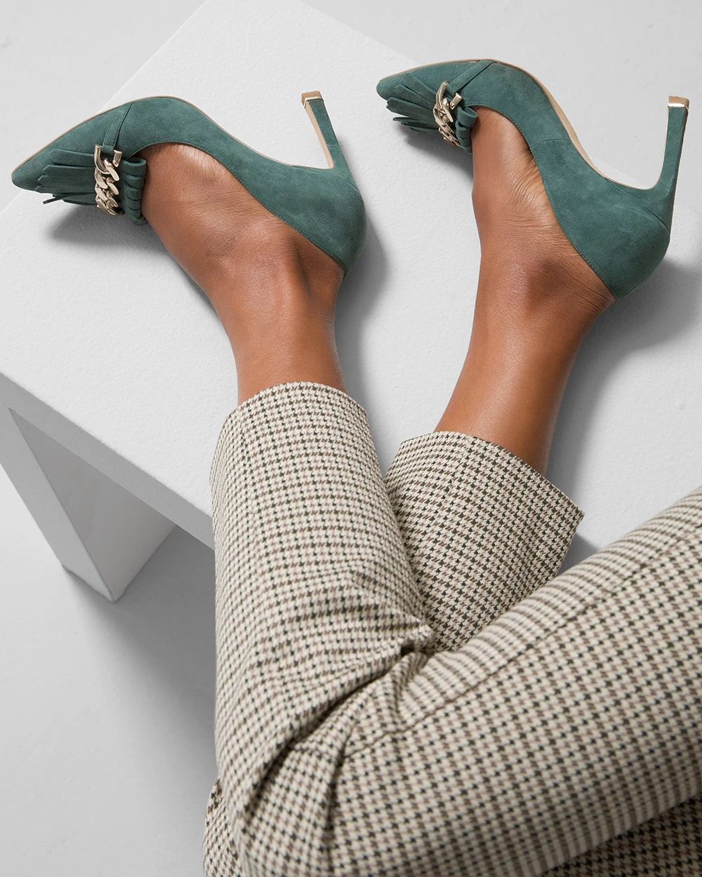Suede Fringe High-Heel Pump