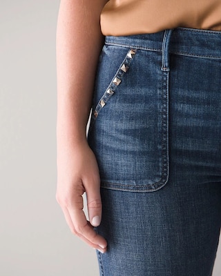 Curvy High-Rise Everyday Soft Denim™ Studded Cropped Jeans click to view larger image.