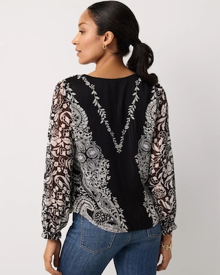 Metallic V-neck Blouse click to view larger image.