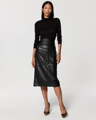 Faux Leather Midi Pencil Skirt click to view larger image.