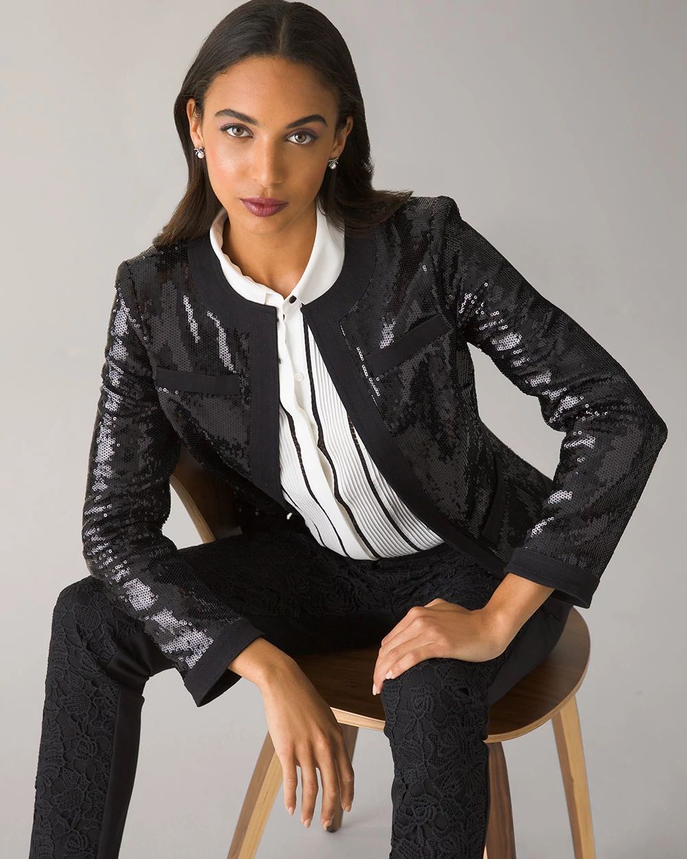 Sequin Trim Denim Jacket