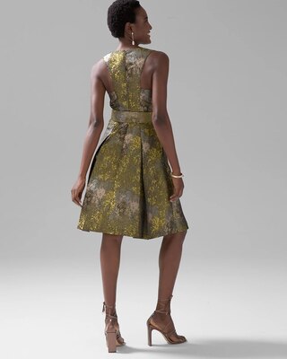 Satin Jacquard Fit & Flare Dress