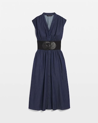 Tencel Belted Denim Midi Dress click to view larger image.