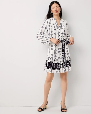 Tie-Waist A-line Shirt Dress click to view larger image.