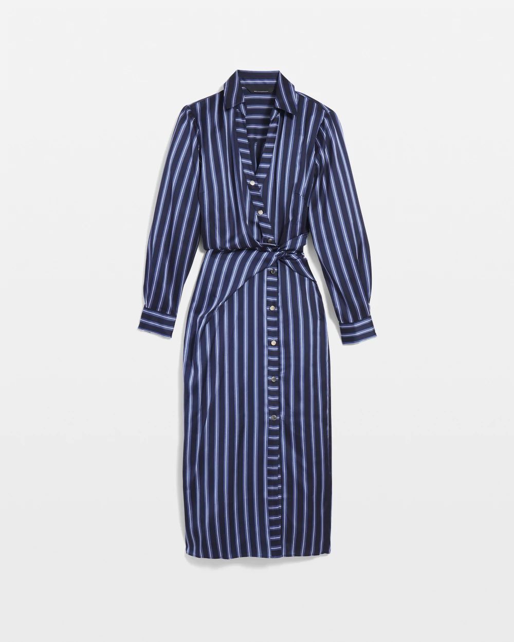 Satin Striped Wrap Dress click to view larger image.