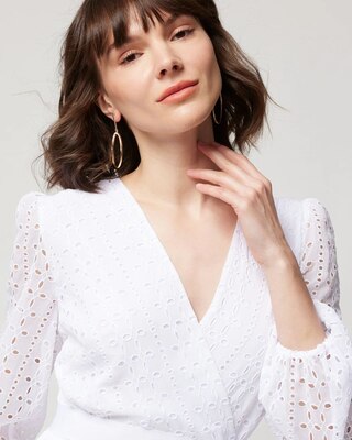 Long-Sleeve Eyelet Maxi Dress