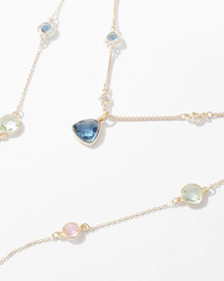 Gold Convertible Multi-Crystal Multi-Strand Necklace