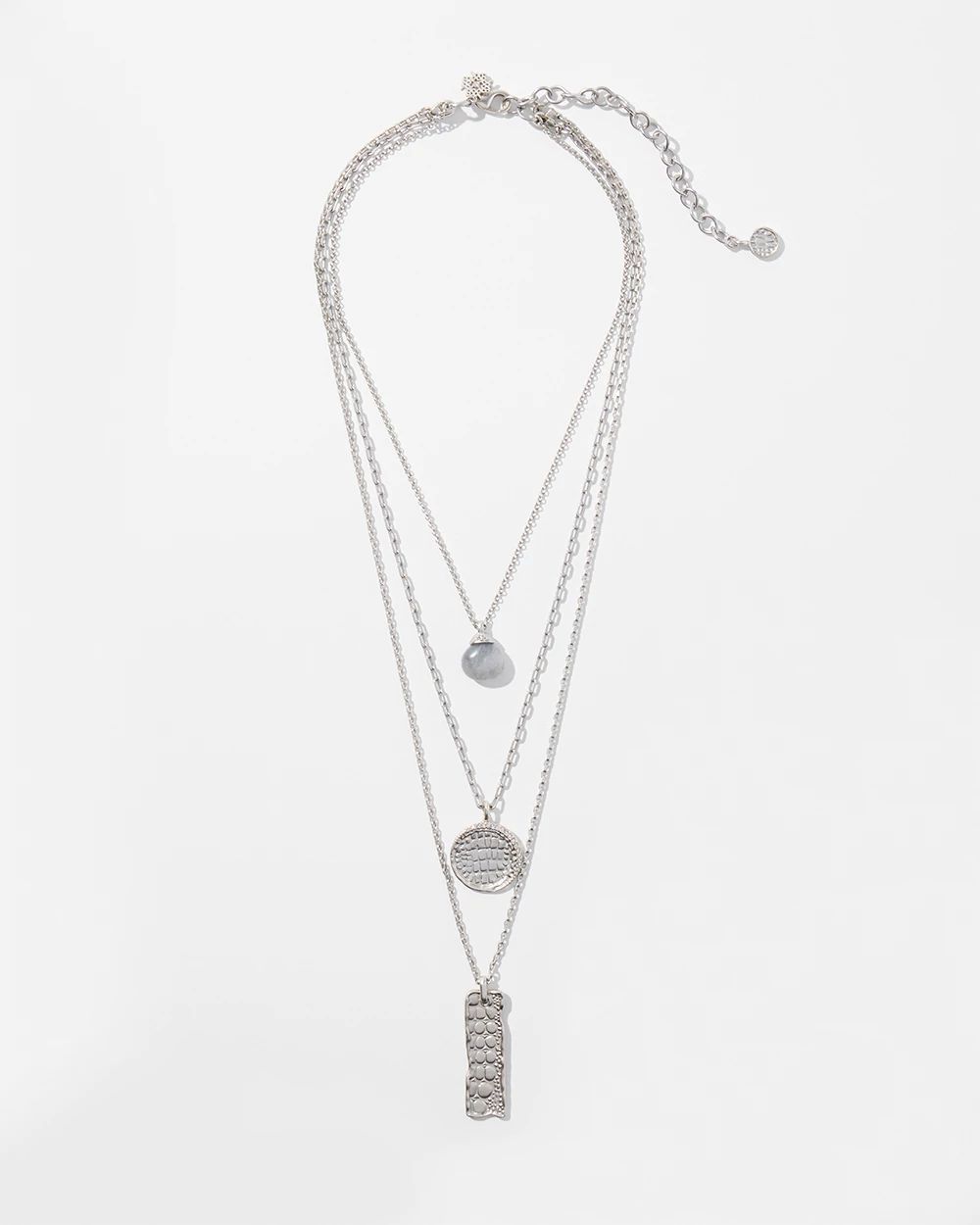 Silver Croc Multi-Strand Necklace