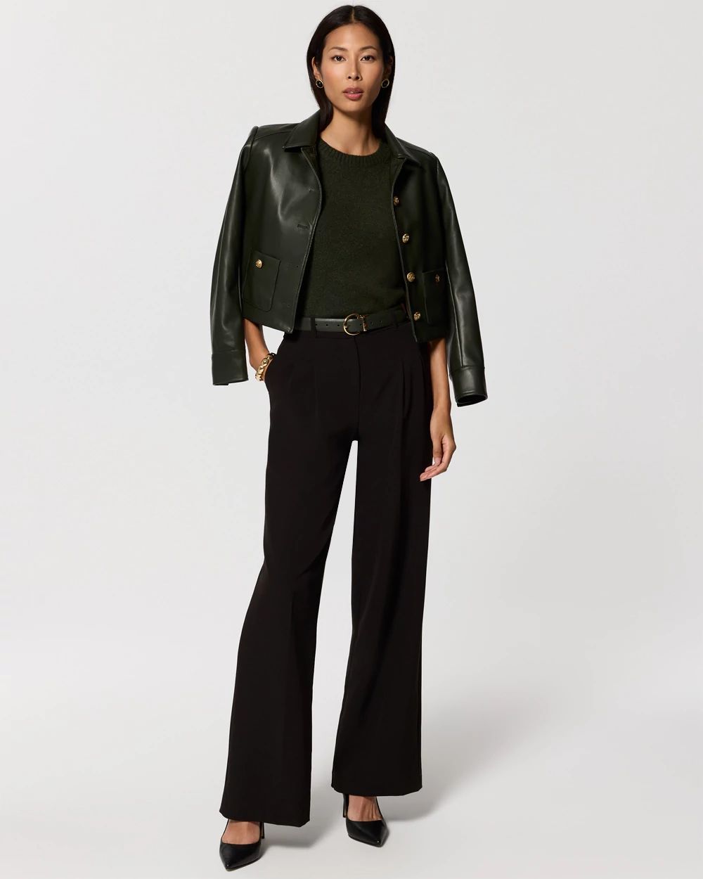 Crew Neck Elbow Sleeve Pullover click to view larger image.