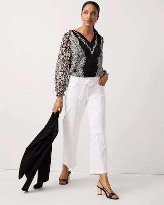 Petite Braided Belt High Rise Wide Leg Crop Jean click to view larger image.