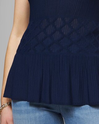 Outlet WHBM Sleeveless Multi Stitch Peplum Top