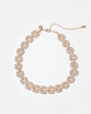 Glass Pearl Pave Collar Necklace