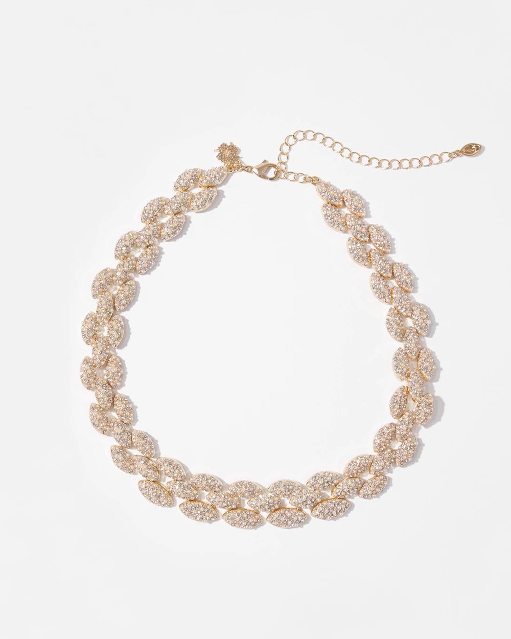 Glass Pearl Pave Collar Necklace