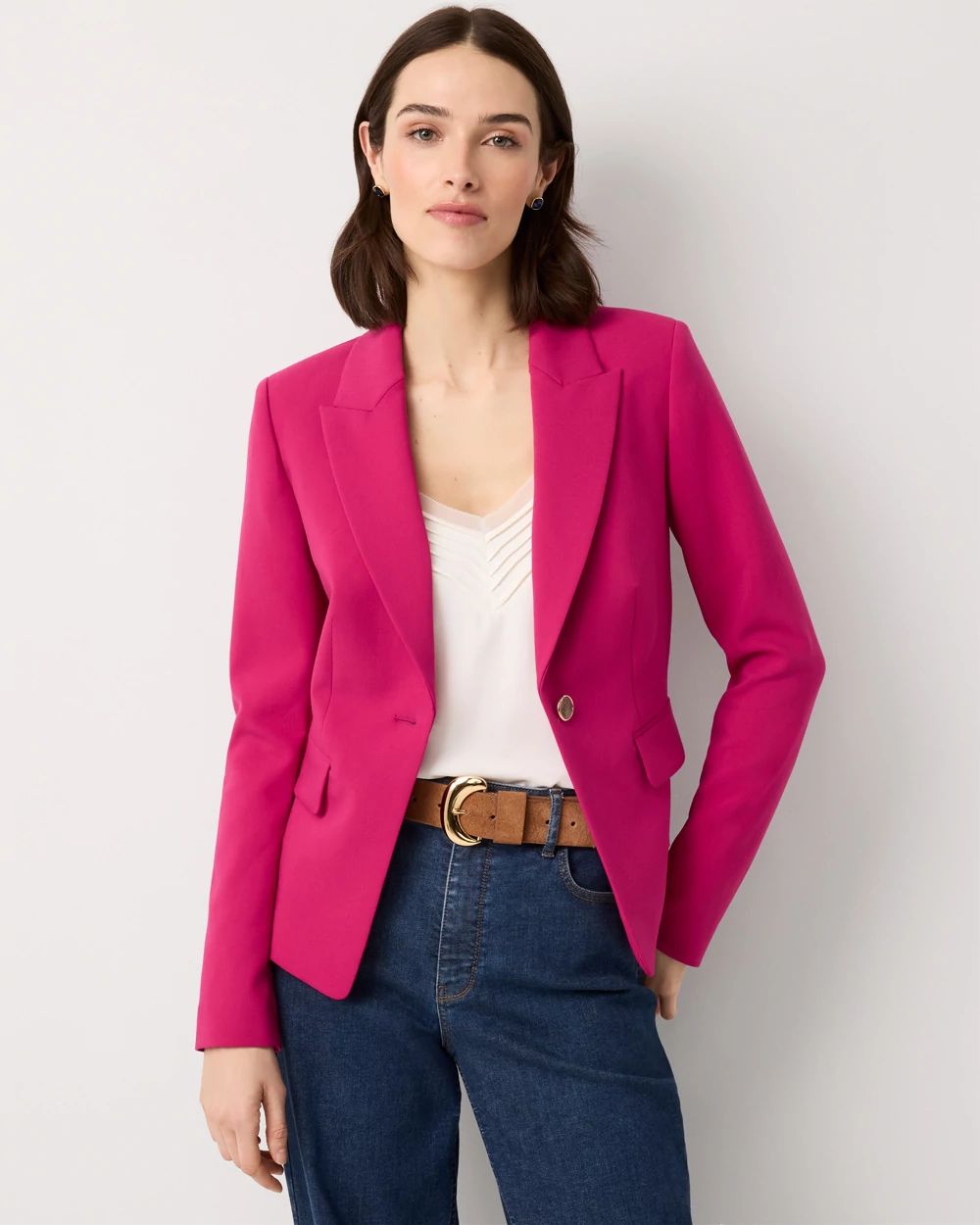 Petite WHBM® Cropped One-Button Blazer