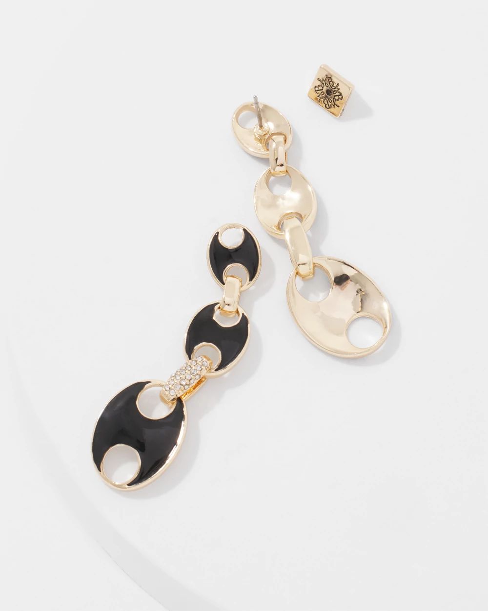 Black Mariner Links & Pavé Earrings