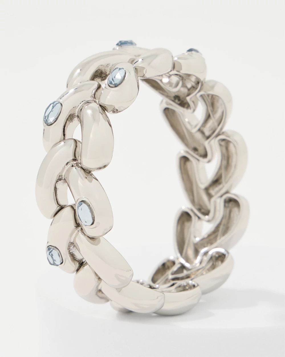 Blue Denim Glass Stone Stretch Bracelet