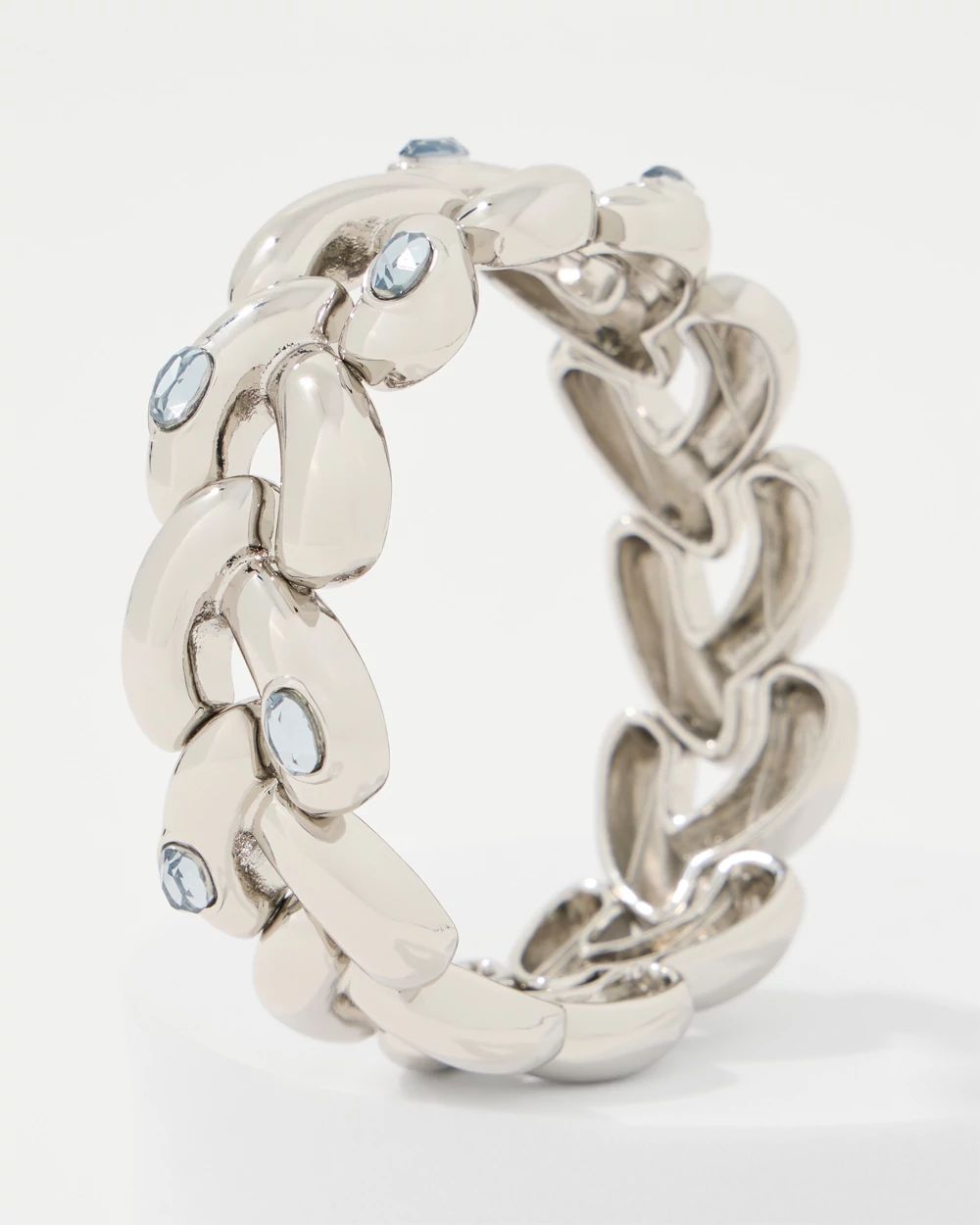 Blue Denim Glass Stone Stretch Bracelet click to view larger image.