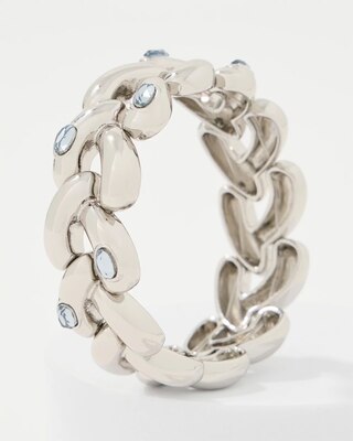 Blue Denim Glass Stone Stretch Bracelet click to view larger image.