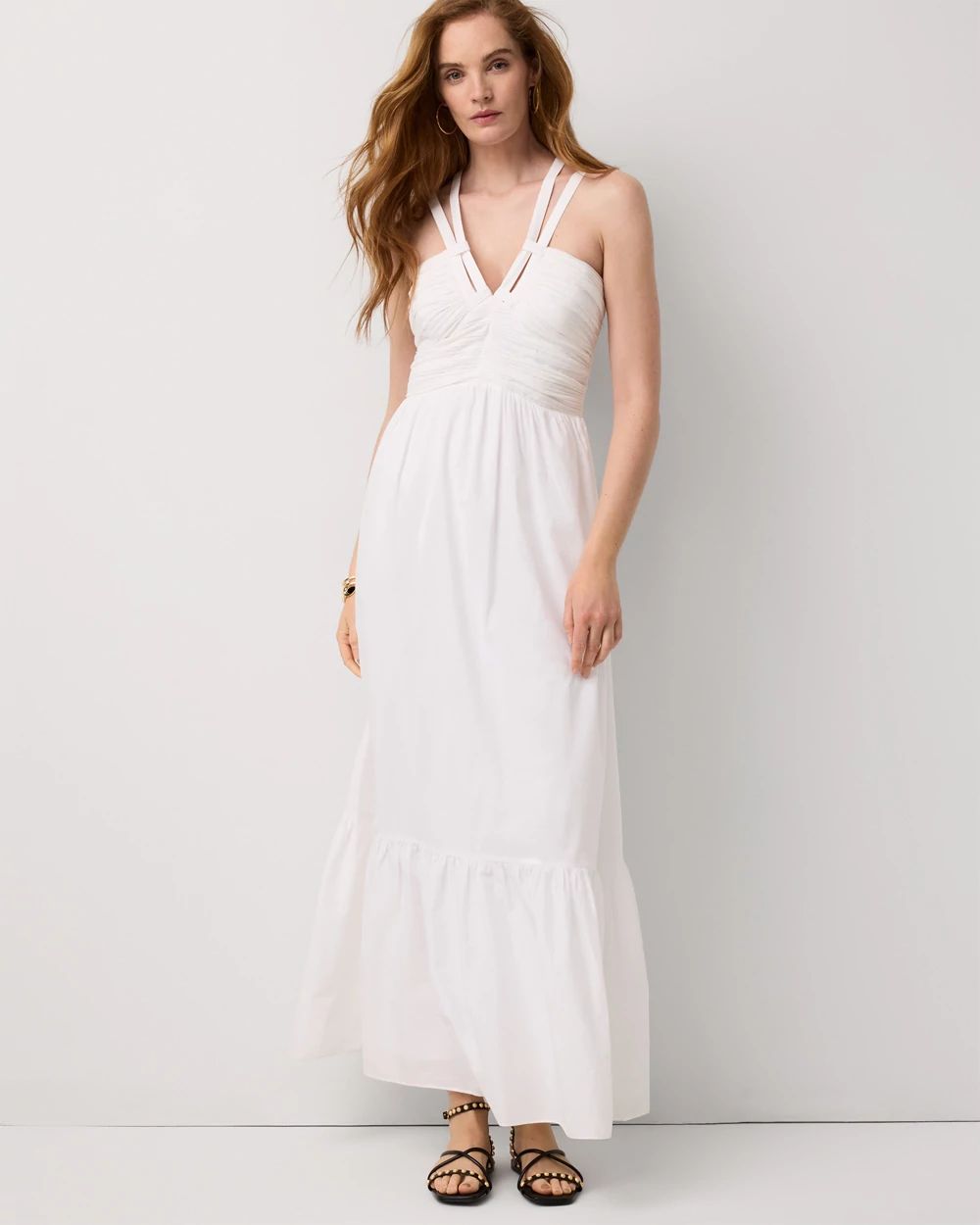 Petite Halter Cotton Maxi Dress