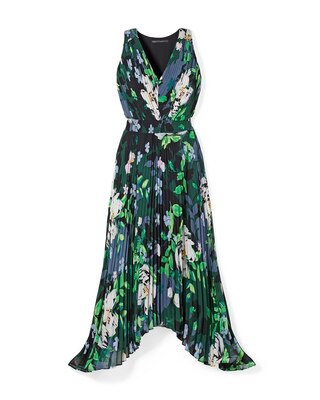 Sleeveless Smocked V-neck Pleated Midi Dress
