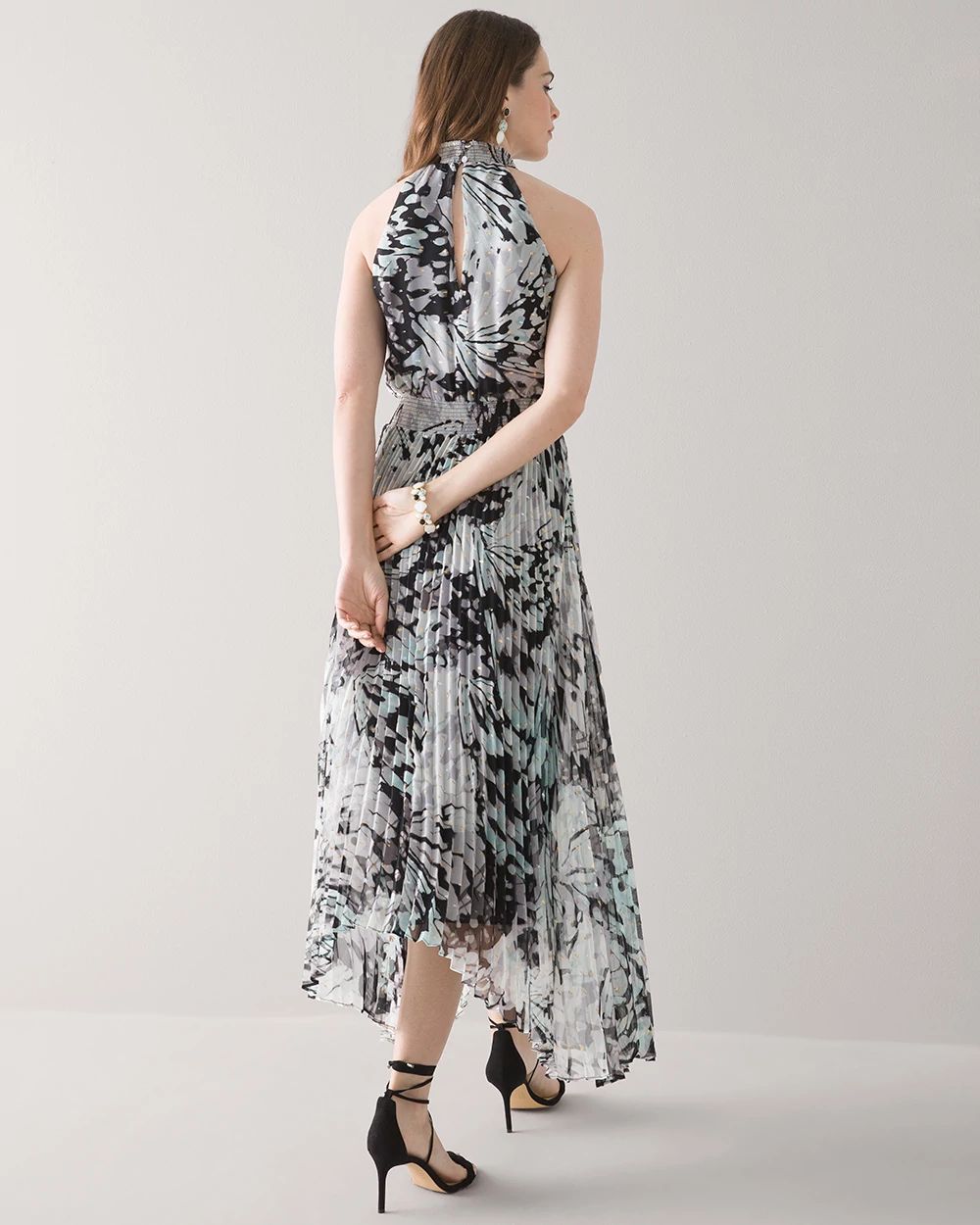 Pleated Halter Midi Dress