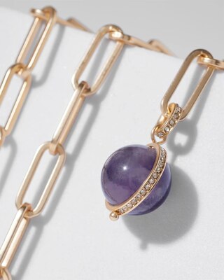 Gold Amethyst Sphere Necklace