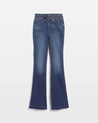 Extra High-Rise Everyday Soft Denim™ Belted Trapunto Flare Jeans click to view larger image.