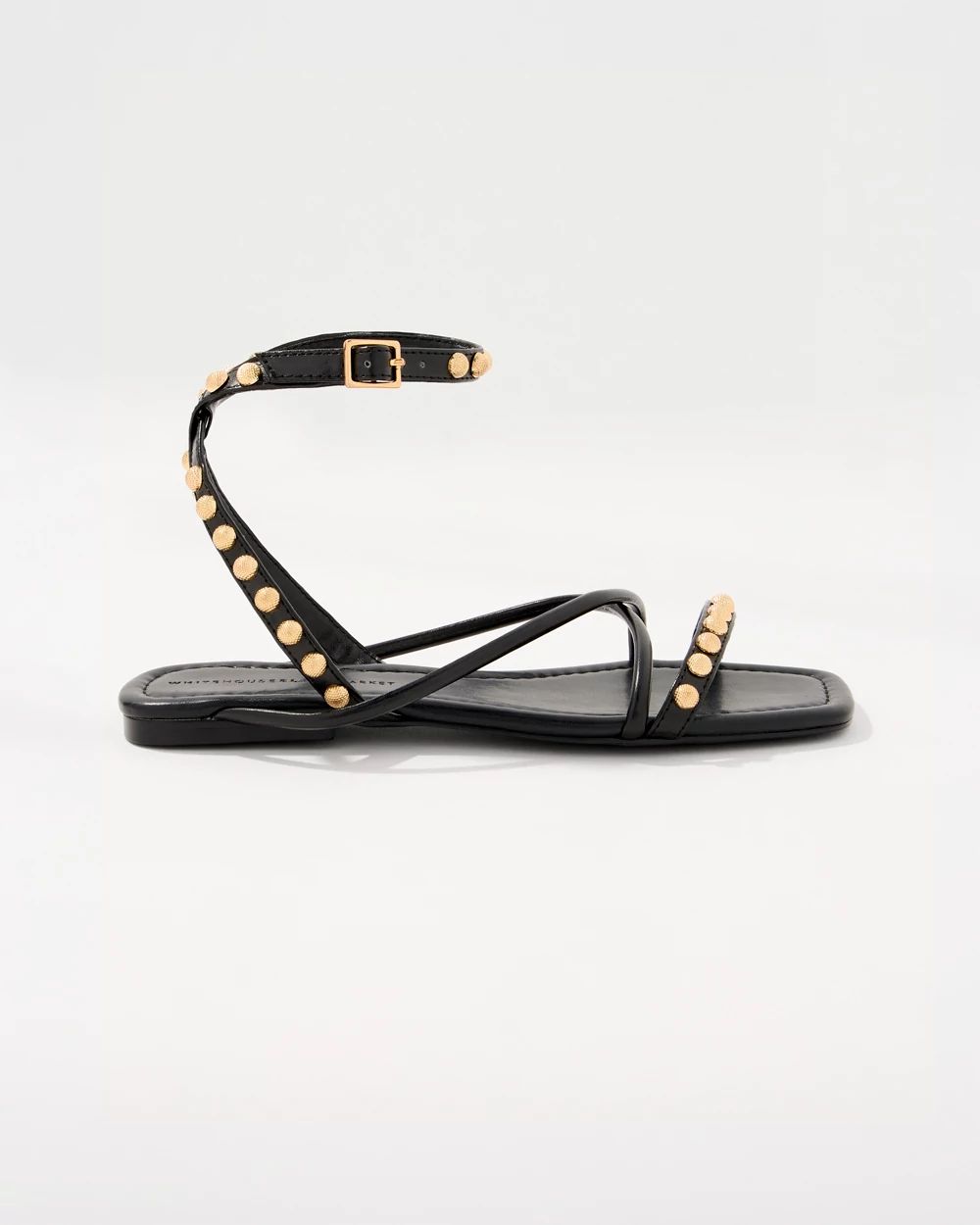 Studded Faux Wrap Gladiator Sandals click to view larger image.