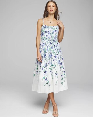Petite Sleeveless Seamed Bodice Fit & Flare Midi Dress