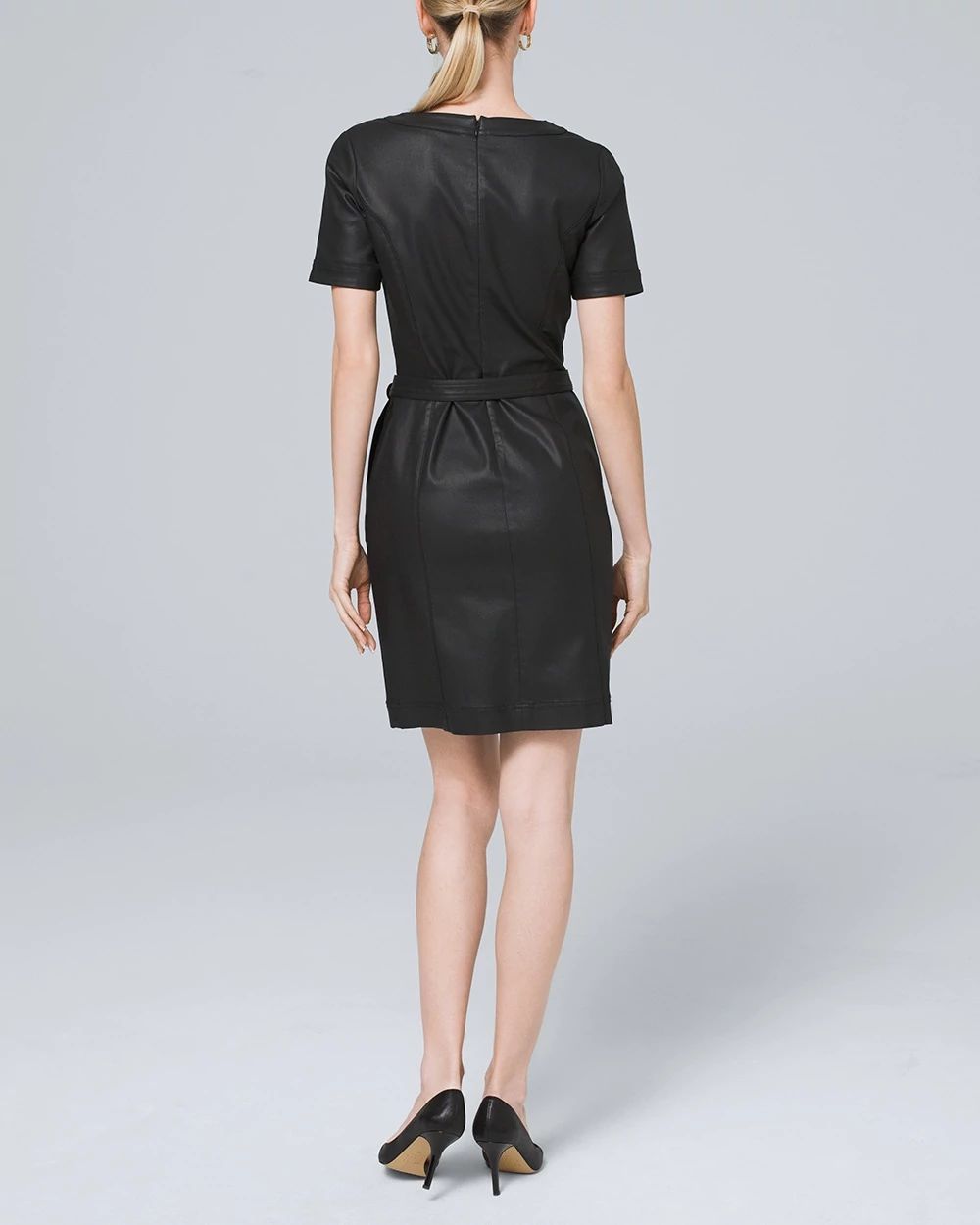 Petite Belted Coated Denim Dress