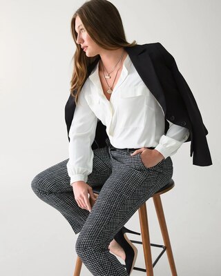 Plaid Comfort Stretch Slim Ankle Pants