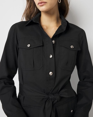 Long-Sleeve Utility Mini Shirt Dress click to view larger image.