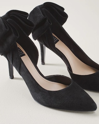 Black Suede Bow Back Pumps click to view larger image.