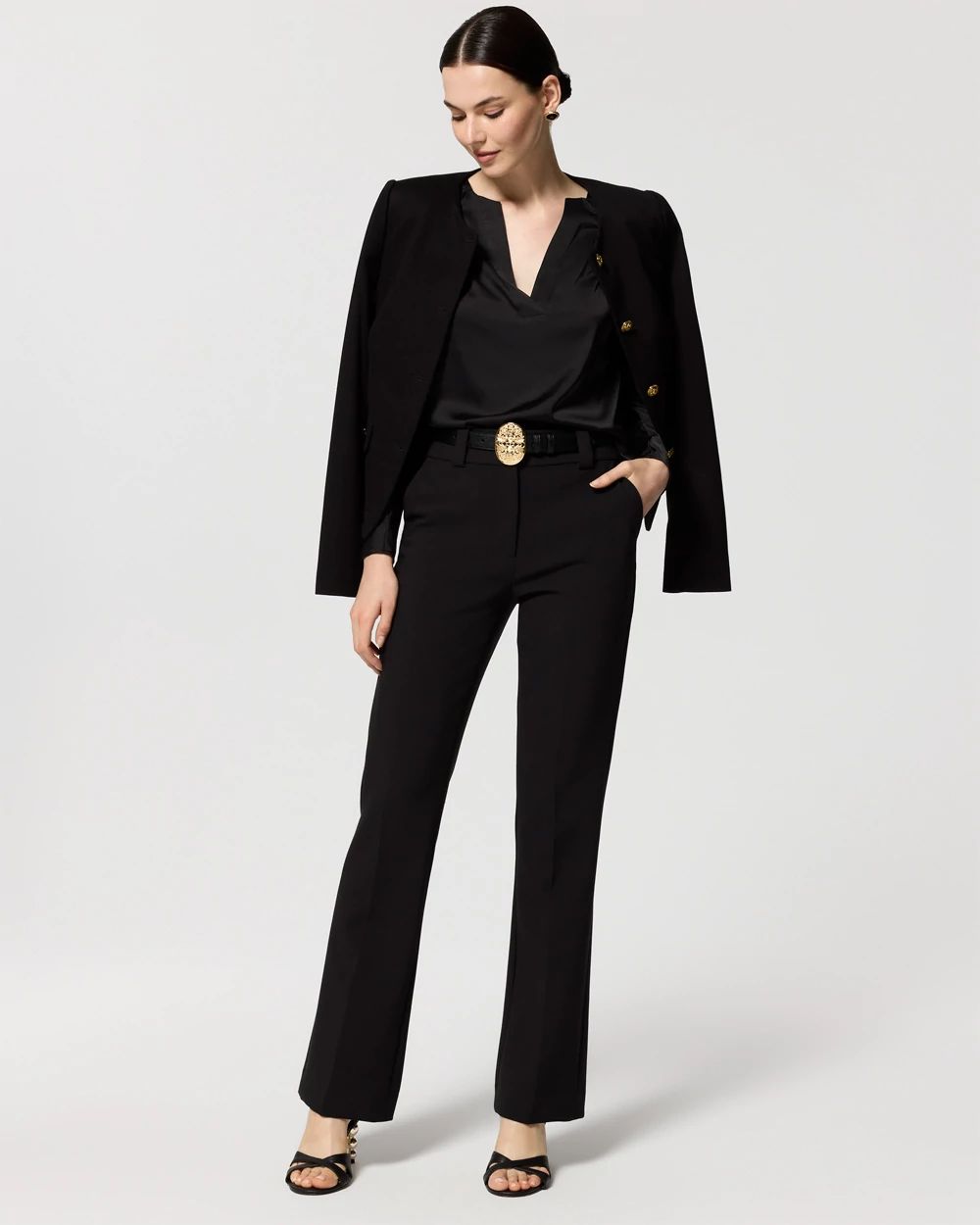 Pleated Sleeve Satin Blouse click to view larger image.