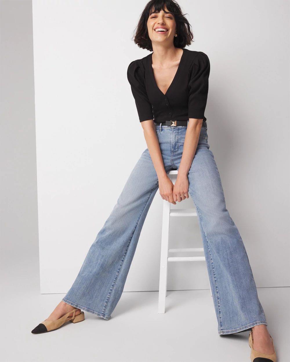 Pima Cotton Rib Elbow Sleeve Henley Tee