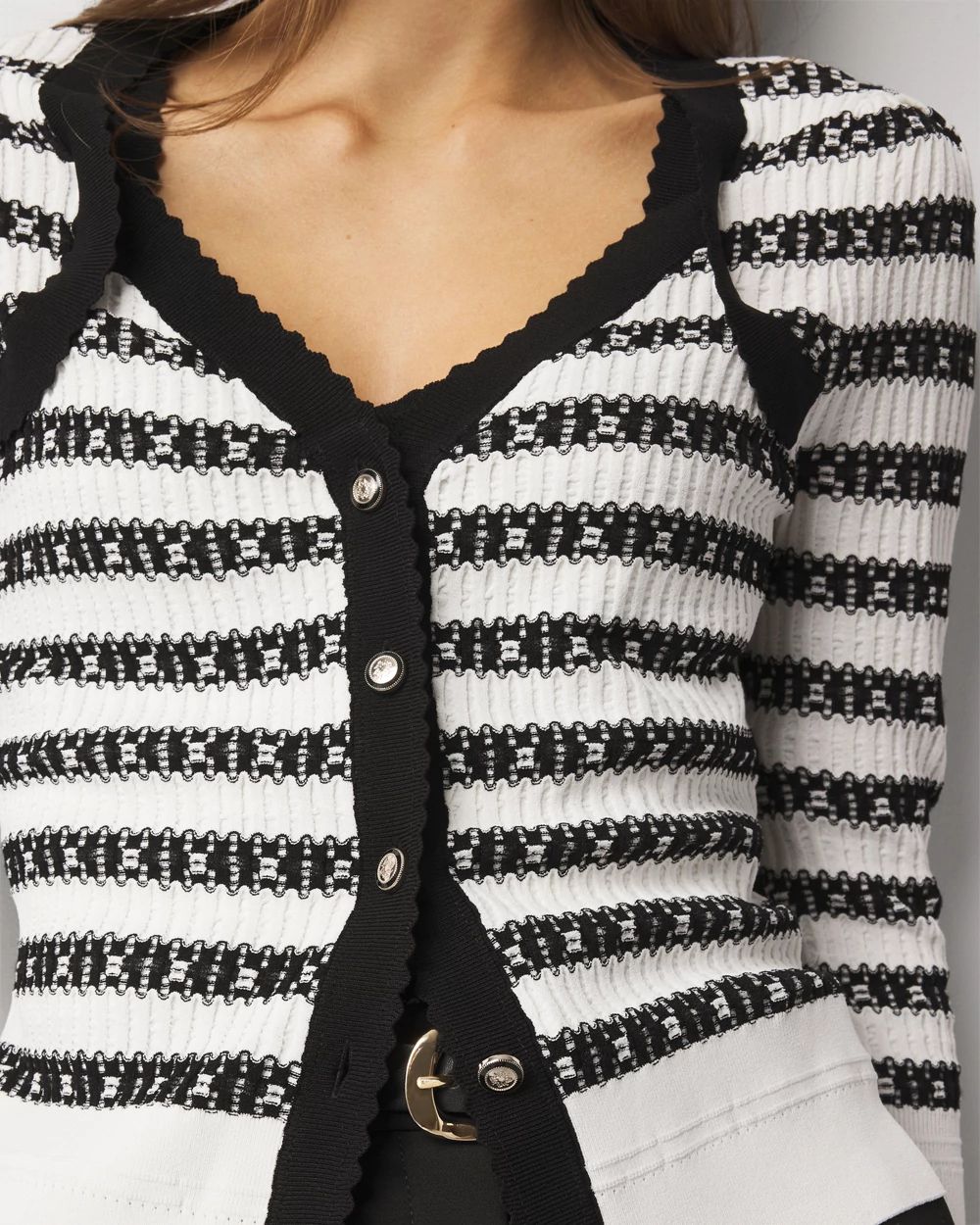 Textured Striped Sweater Cardigan click to view larger image.