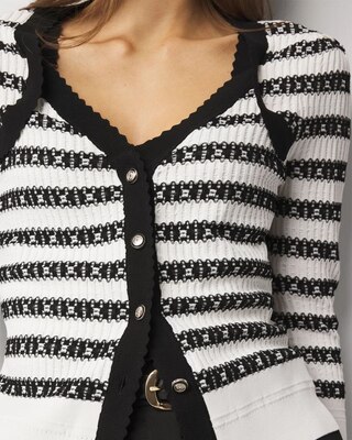 Textured Striped Sweater Cardigan click to view larger image.