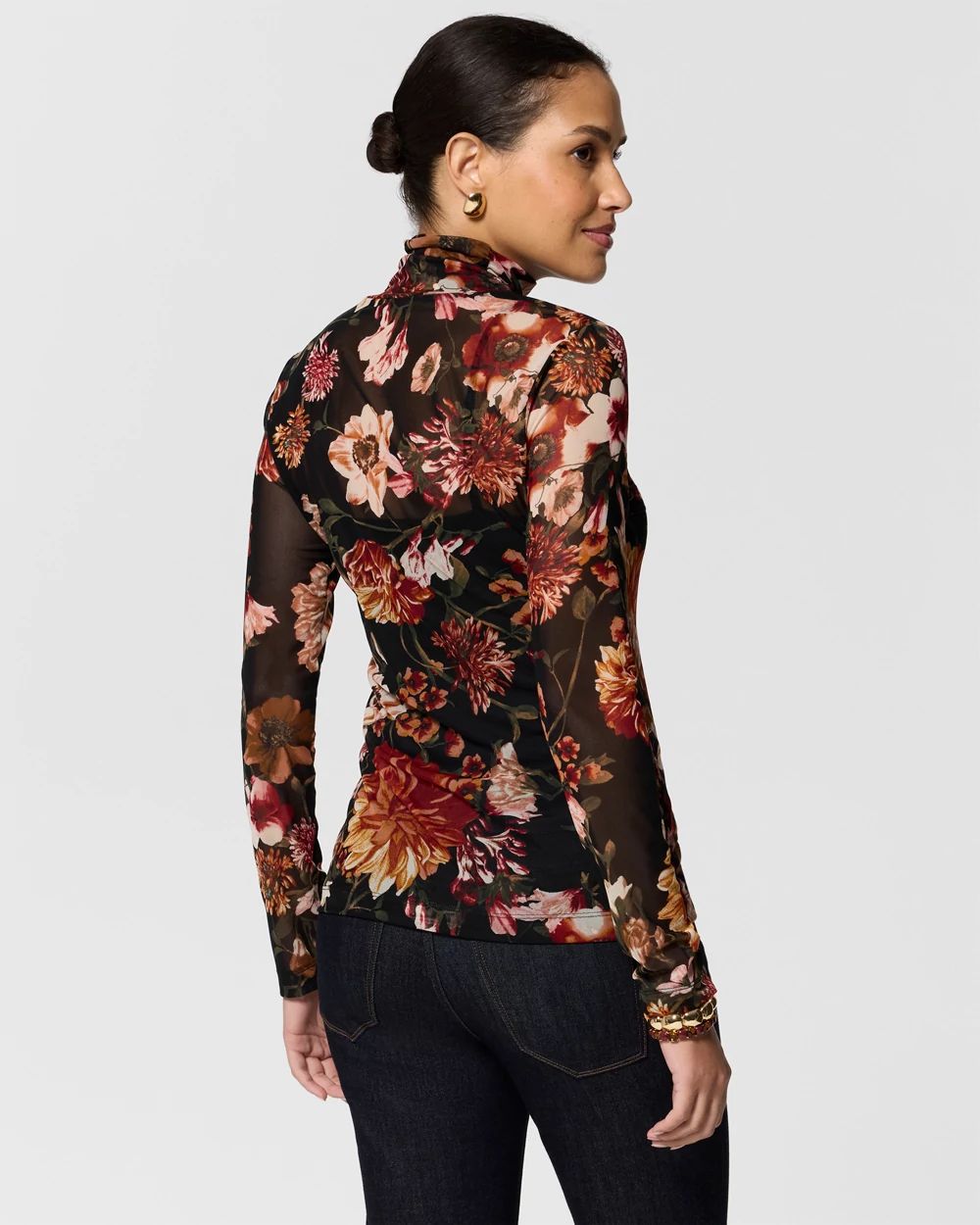 Long Sleeve Mesh Turtleneck click to view larger image.