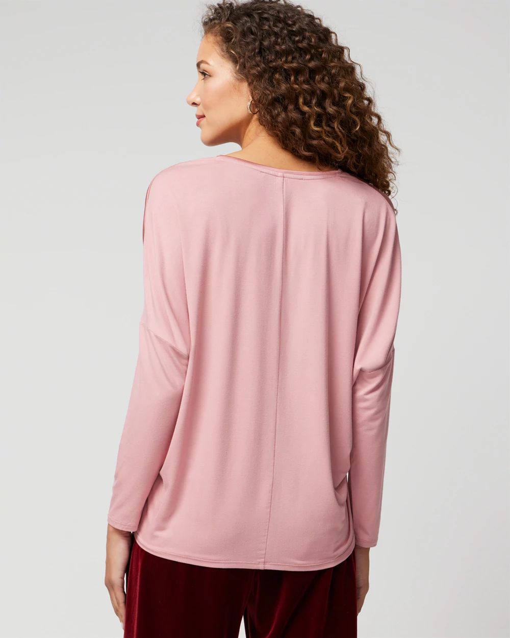 Woven Front Long Sleeve Tee