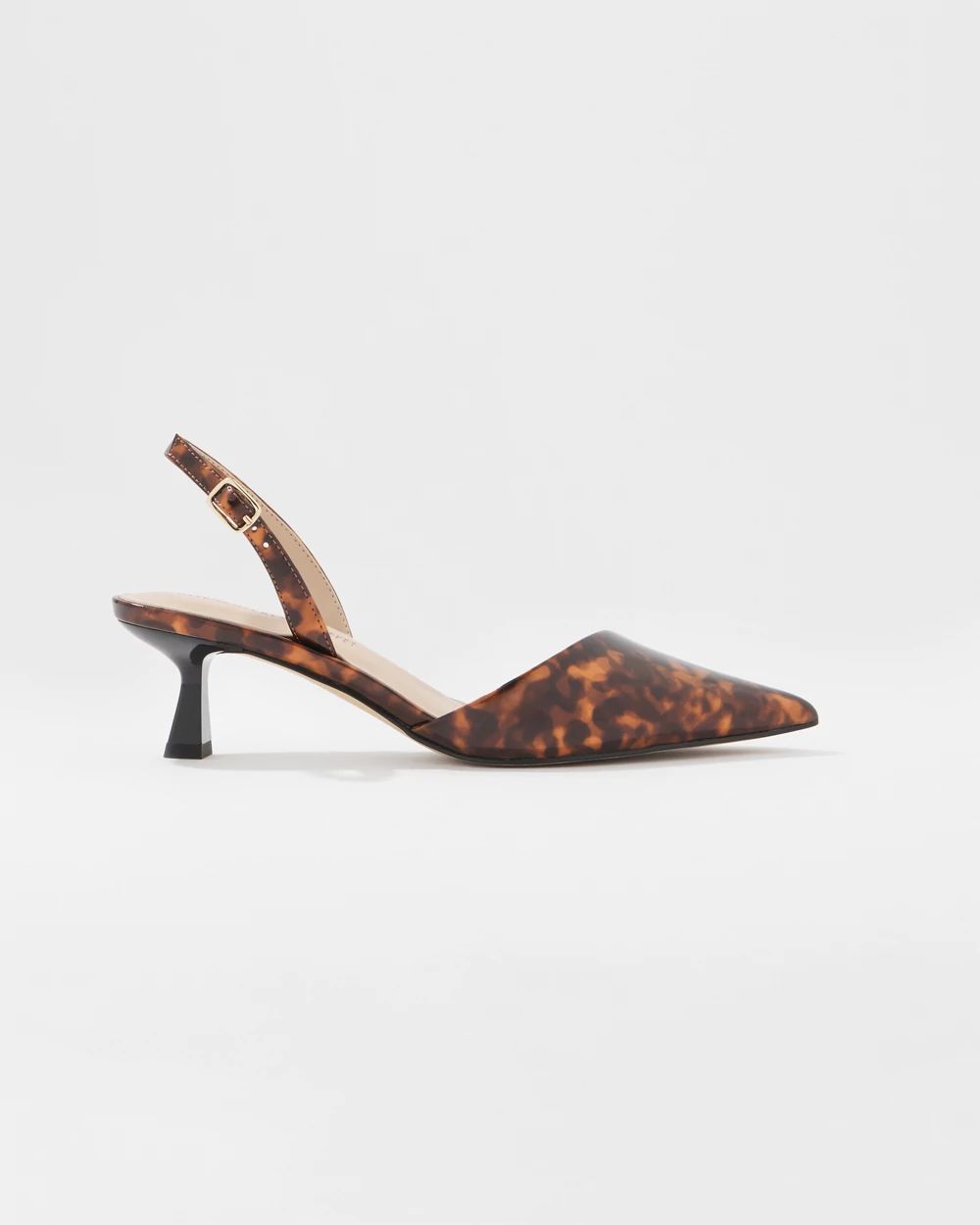 Patent Tortoise Slingback Pump