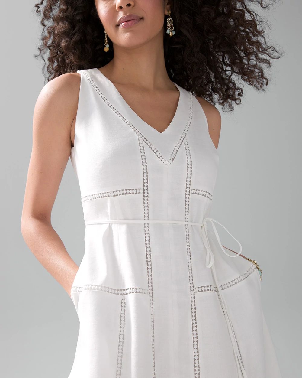 White Linen Midi Dress