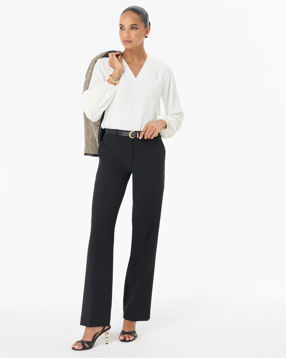 Pleated Sleeve Crepe Blouse click to view larger image.