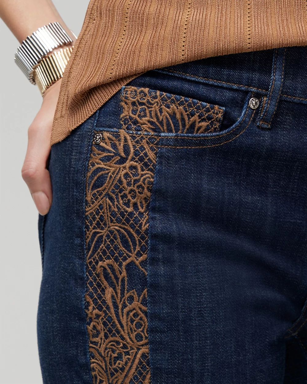 Mid-Rise Everyday Soft Denim™ Embellished Girlfriend Jeans