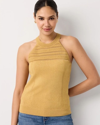 Metallic Knit Halter Top