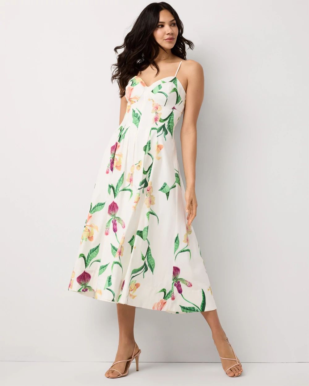 Petite Corset Poplin Midi Dress