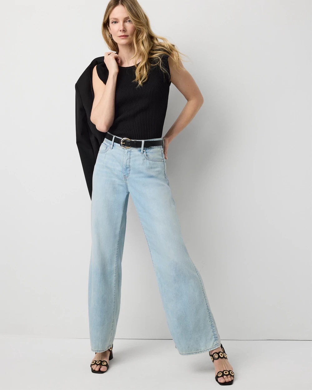 Petite Mid Rise Wide Leg Featherweight Jean - image 4