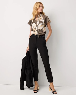 Flutter-Sleeve Satin Shirt click to view larger image.